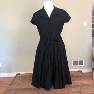 Black Cotton Summer Dress -- T.A.G from Maudclothe -- Size L/G